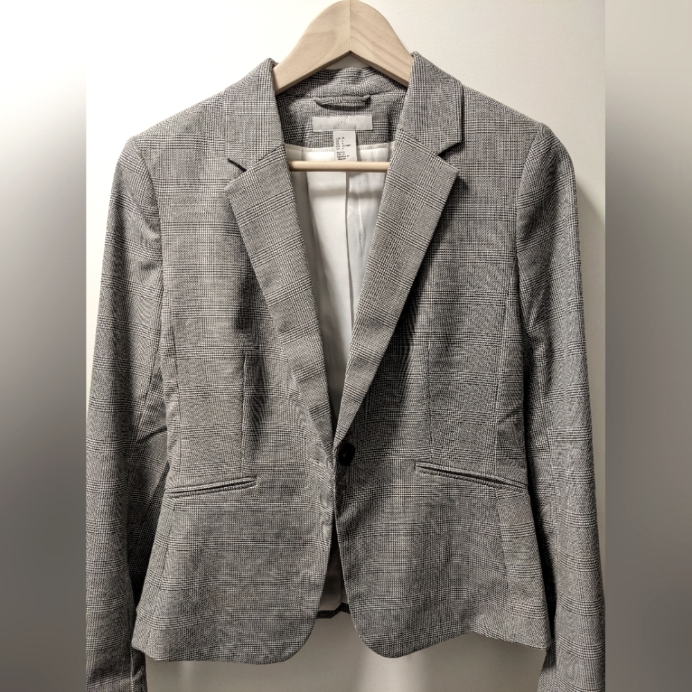 H&M Grey Pattern Suit Jacket